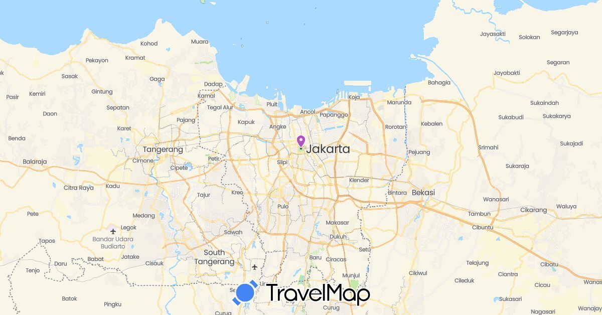 TravelMap itinerary: train in Indonesia (Asia)